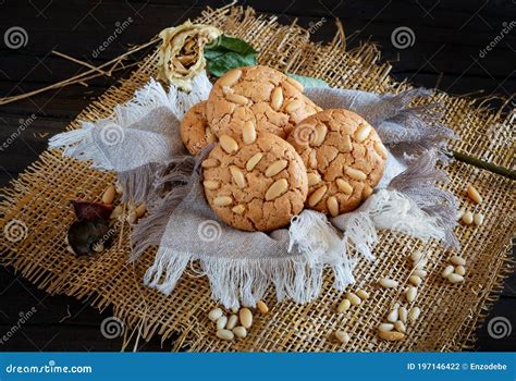 Delicious Pine Nut Biscuits Stock Photo Image Of Dough Christmas