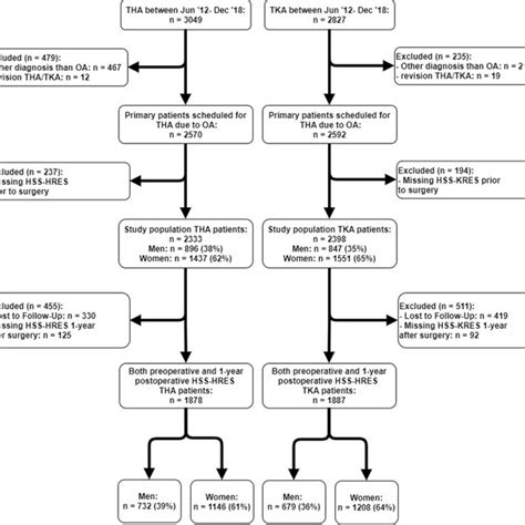 Flowchart Of Patient Selection Legend THA Total Hip Arthroplasty TKA