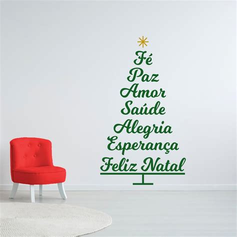 Adesivo de Parede Árvore de Natal Palavras Verde Kantostore