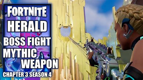 Fortnite The Herald Boss Fight And New Mythic Herald Burst Rifle Youtube