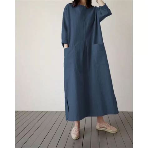 Jual Midi Dress Alea Long Tunik Korean Style Busui Friendly