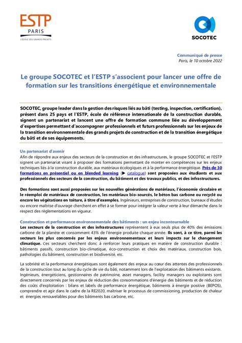 Communiqué de presse ESTP x SOCOTEC