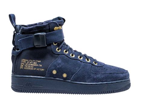 Nike Sf Air Force Mid Obsidian Metallic Gold