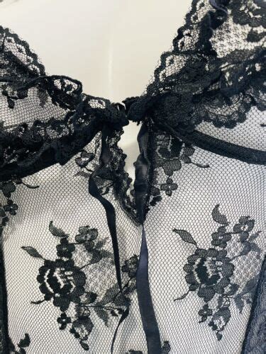 Vintage Treasure By Faris Lingerie Black Lace Teddy Hi Cut S S Size M