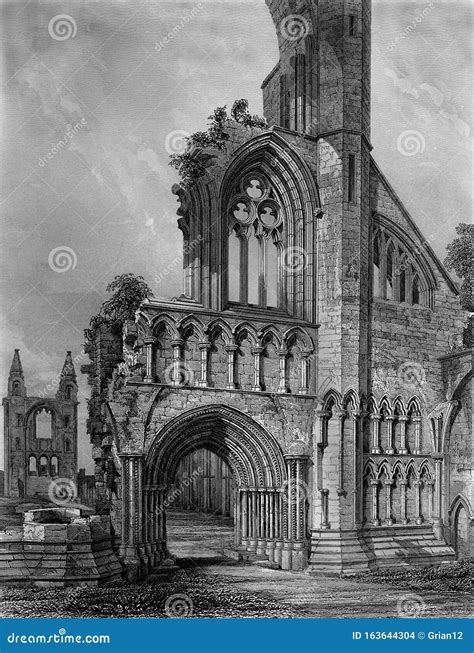 Old Illustration Of Historic Cathedral Ruins Stock Illustration