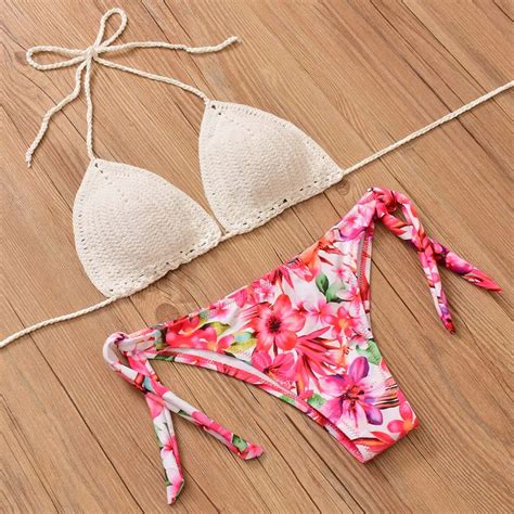 Summer Women S Sexy Bikini Swimsuit Knitting Swimwear Set Lady