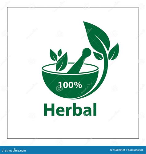 Green Herbal Logo Template Herbal 100 On White Background Stock Vector