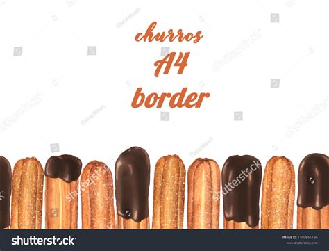 Churros Chocolate Horizontal A4 A5 Border Stock Illustration 1499861186