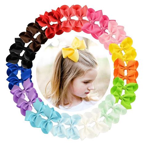 30pcsset 6inch Hair Ribbon Bows With Alligator Clip Kids Hair