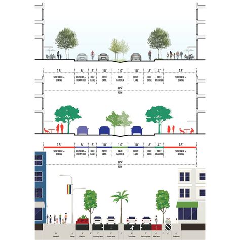 3 Ways To Make Streetscape Sections On Behance Landscape Architecture Section School