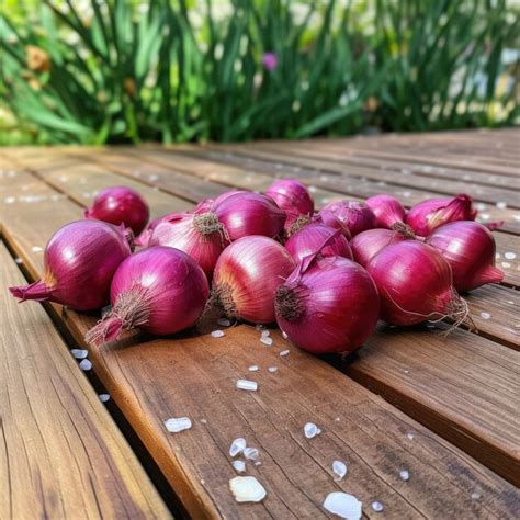 Premium AI Image Ripe Fresh Red Onions On The Table Generative AI