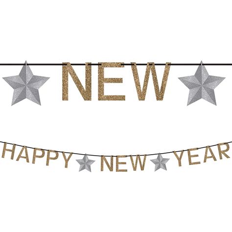 Glitter Gold Happy New Year Letter Banner 12ft Party City