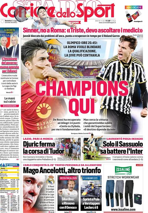 Prima Pagina Corriere Dello Sport Roma Juventus Champions Qui