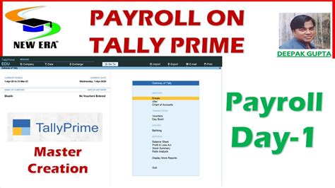 Payroll On Tally Prime Day 1 By Deepak Gupta Youtube