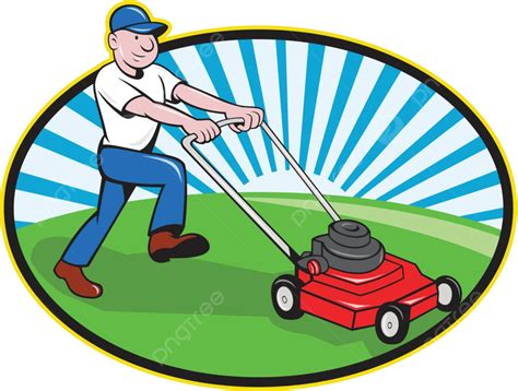 Man Mowing Lawn Clipart