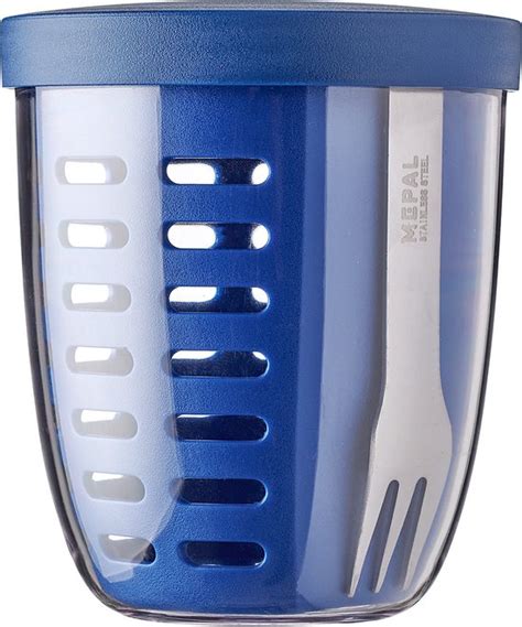 Mepal Ellipse Fruit Veggie Pot Ml Incl Vorkje Vivid Blue