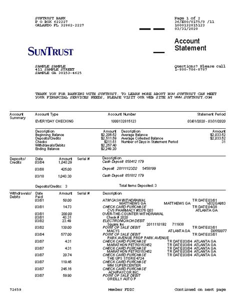 Suntrust Bank Editable Template Documentplug