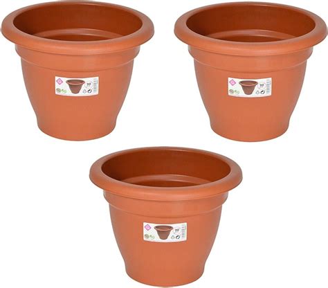 Set Van X Stuks Terra Cotta Kleur Ronde Plantenpot Bloempot Kunststof