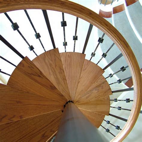 Spiral Staircase With Wood Treads And Metal Spindles Custom