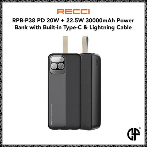 Recci RPB P38 PD 20W 22 5W 30000mAh Power Bank With Built In Type C