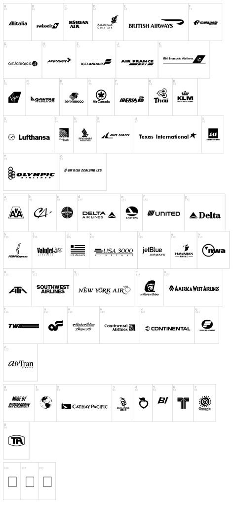 Airline Logos Past and Present font , Dingbats - Logos fonts - Fontzzz.com