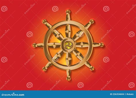 Golden Dharma Wheel Buddhism Sacred Symbol Dharmachakra Vector