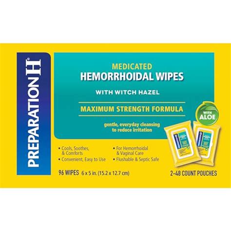 Preparation H Hemorrhoid Flushable Wipes With Witch Hazel For Skin