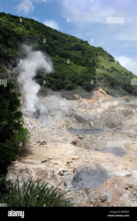 Sulphur Pools In The Crater Of Mount Soufriere St Lucia S Drive In