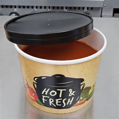 Choice 64 Oz Black Paper Soup Hot Food Cup Vented Lid 50 Pack