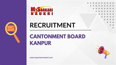 Cantonment Board Kanpur Recruitment Mysarkarinaukri En
