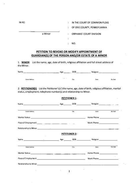 Fillable Online Guardianship Conservatorship Forms Erie County Fax