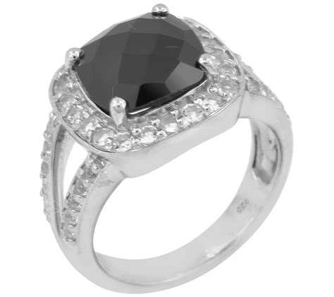 Affinity Gems Black Spinel And White Topaz Ring Terling