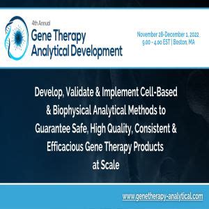 4th Annual Gene Therapy Analytical Development Summit 2022 PharmiWeb