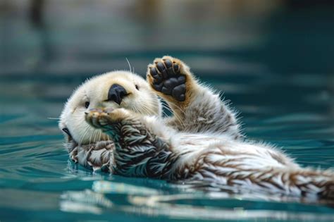 Premium Photo Sea Otter Floating On Its Back In The Water Holding A Shell