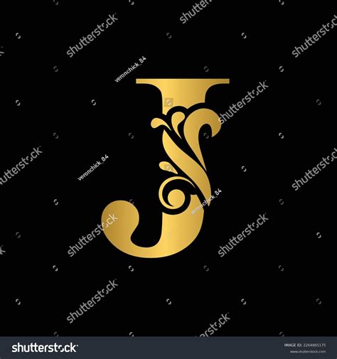 Gold Letter J Vintage Golden Flower Stock Vector Royalty Free