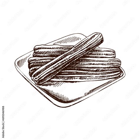 Vecteur Stock Hand Drawn Sketch Of Churros Vintage Drawing Of Mexican