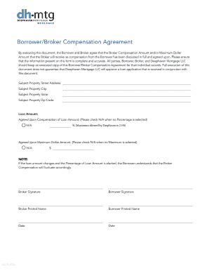 Fillable Online Borrower Broker Compensation Agreement Fax Email Print