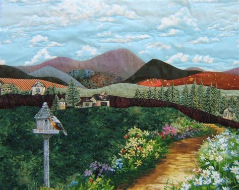 In The Mountains Wall Quilt By Judy Lily Landscape Art Quilts