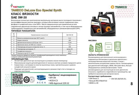 Taneco DeLuxe Eco Spec Synth 5W-30 (API SN, ACEA C3, MB-229.52, RN 0700 ...