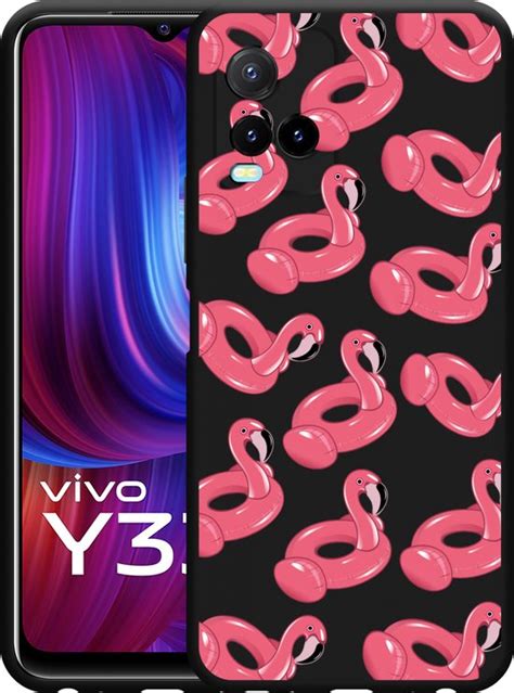 Vivo Y33s Hoesje Zwart Inflatable Flamingos Designed By Cazy Bol