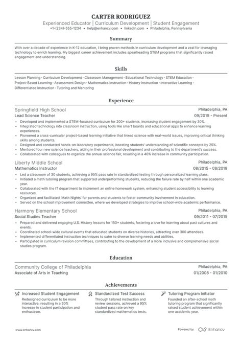 5 Math Teacher Resume Examples And Guide For 2024