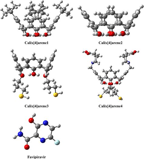 Optimized Structures Of The Calix 4 Arene Derivatives Host Molecules