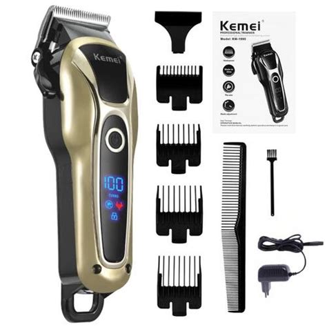 Maquina Profissional De Cortar Cabelo Kemei Km Turbo Sem Fio