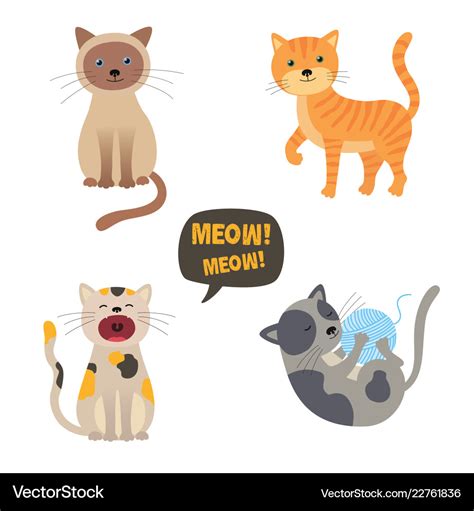 Cats Set Characters Cute Cat Meow Royalty Free Vector Image