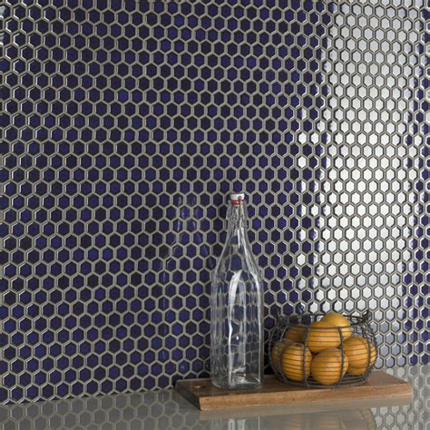 Tribeca Hex Glossy Cobalt In X In Porcelain Mosaic