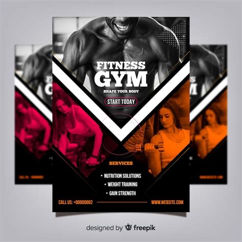 Gym Club Flyer Vorlage Mit Foto Kostenlose Vektor