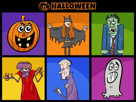 Halloween holiday cartoon spooky characters set 11286119 Vector Art at ...