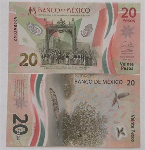 Mexico 20 Pesos 2021 S AD 2 Comm Polymer UNC Banknotes