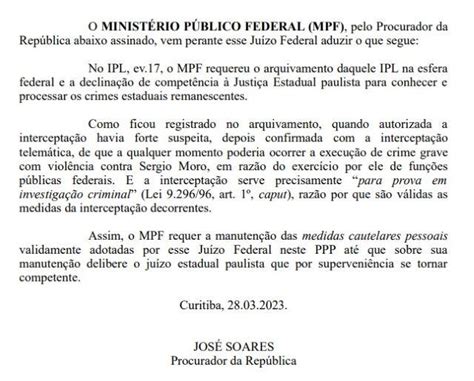 Ju Za Nega Pedido Do Mpf De Envio Do Caso Do Plano Do Pcc Para S O