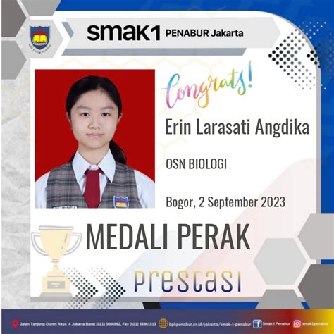 Prestasi Erin Larasati Angdika Memperoleh Medali Perak OSN Biologi 27